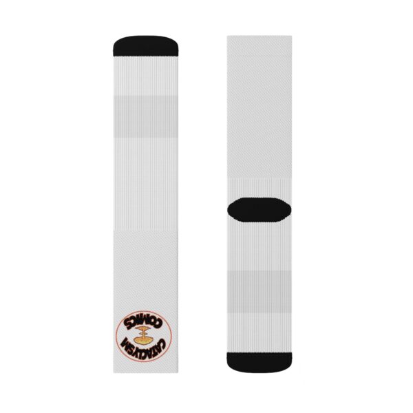 Cataclysm comics white hot logo Sublimation Socks - Image 8