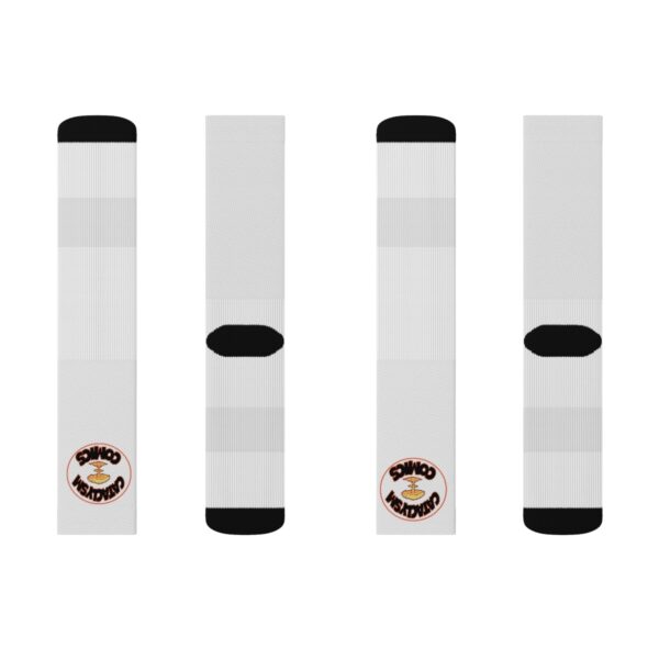 Cataclysm comics white hot logo Sublimation Socks - Image 2