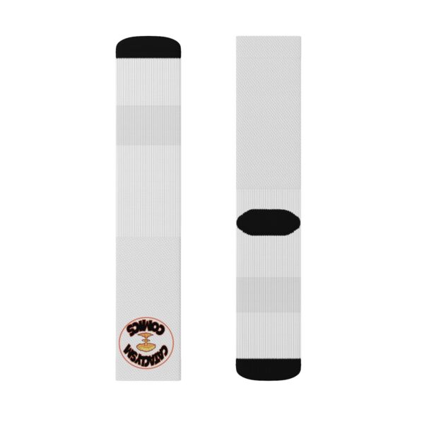 Cataclysm comics white hot logo Sublimation Socks - Image 4